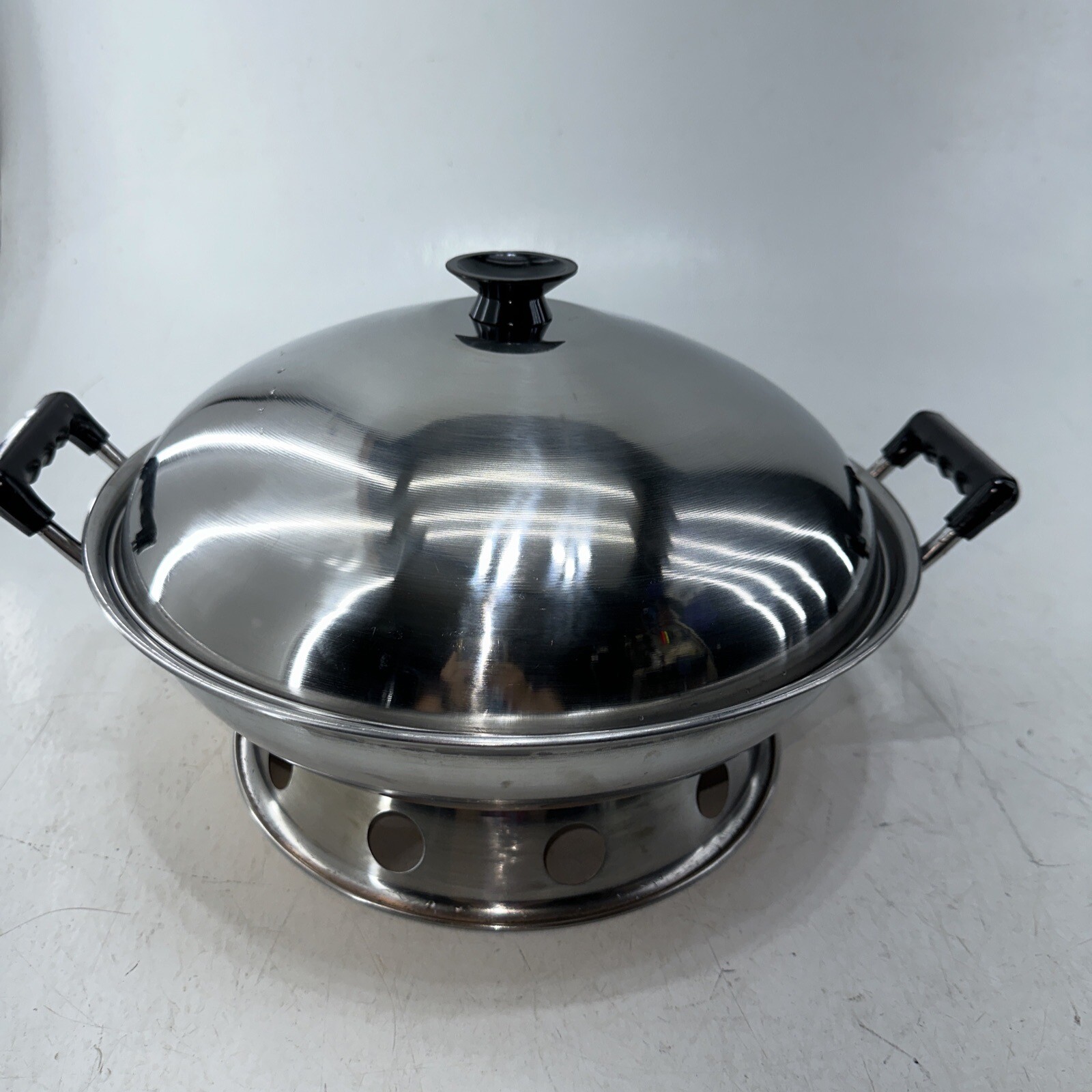 Vintage CookTime Cookware Stainless Steel Wok with Lid & Copper Bottom for Gas
