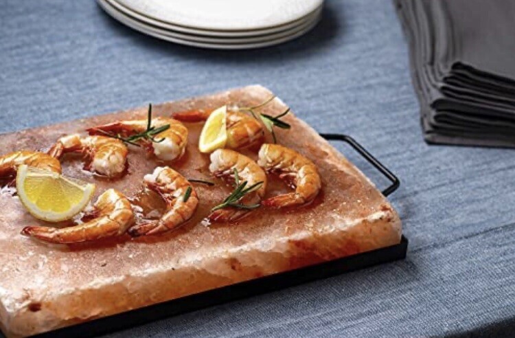 Tiabo Himalayan Salt Plate & Stainless Steel Holder, Salt Slab Block, for Grill