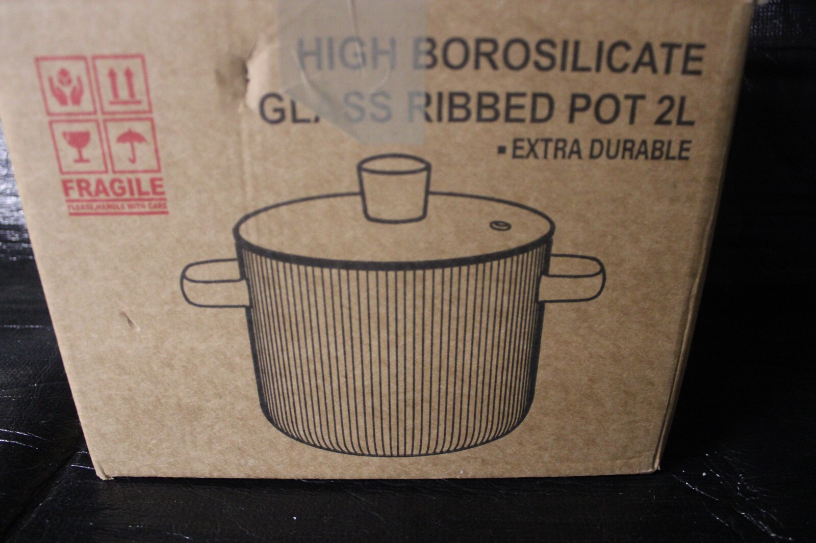 LeRaze High Borosilicate 2L Glass ribbed Simmer Pot with lid