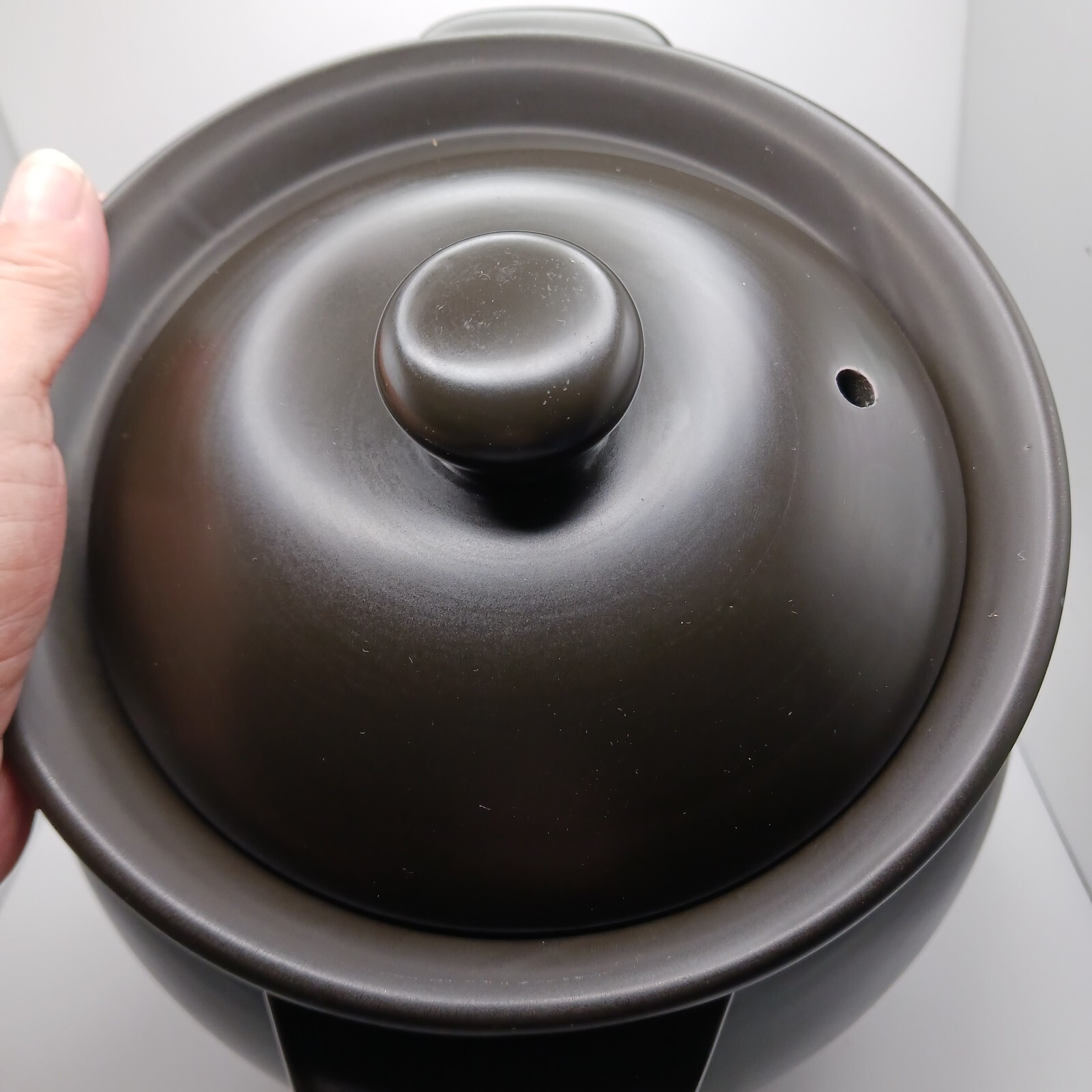 Black Ceramic Lidded Pot Couldron Stew Rice Cooker Halloween Decor No Chips 3+lb