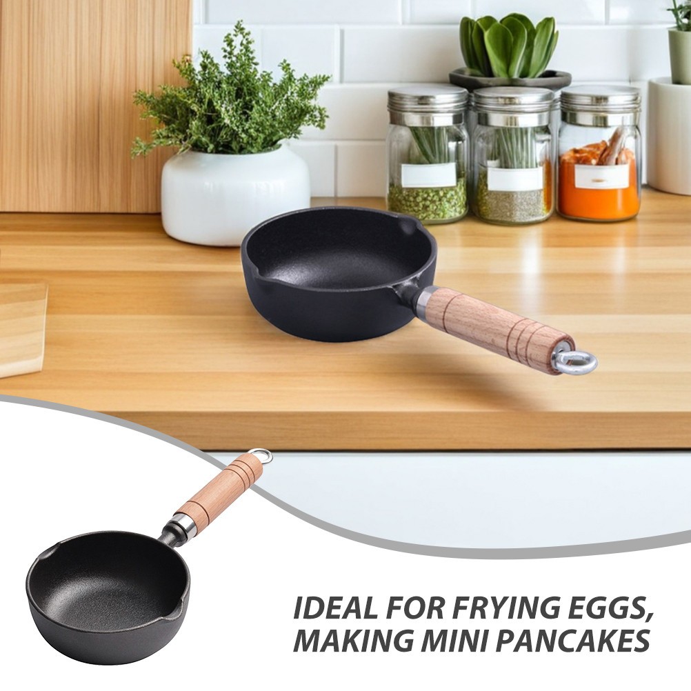 2Pcs Reusable Small Cast Iron Pots Black Mini Fry Pans for Stovetop Use