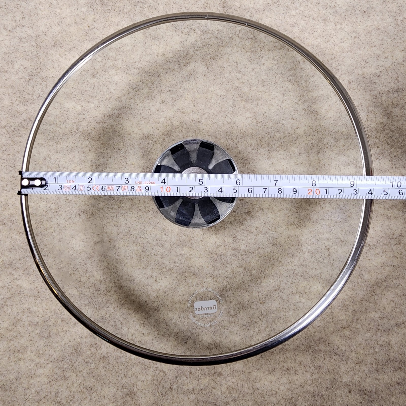 Berndes Glass Lid Round 9 3/8 Inch Stainless Steel Knob