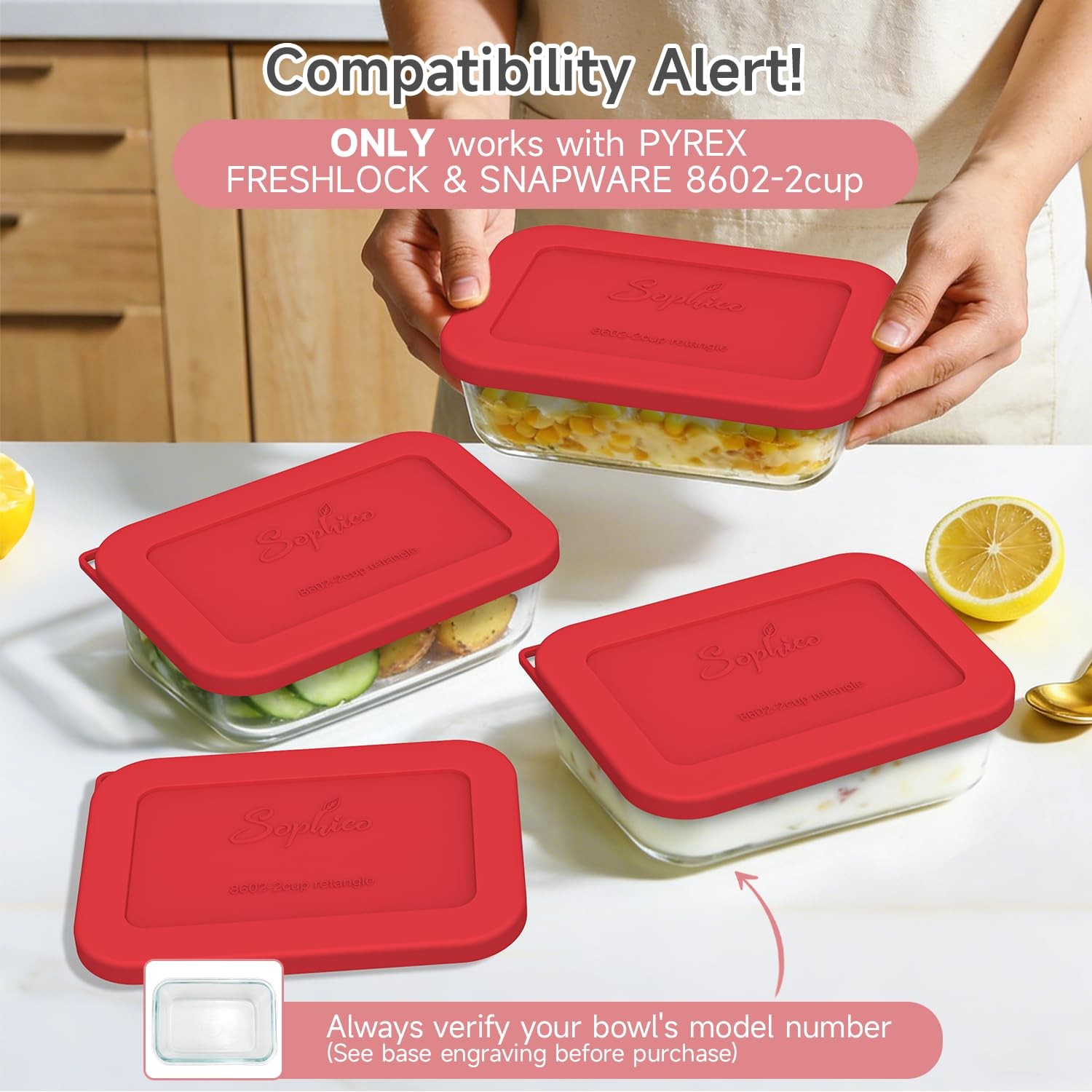 Sophico Silicone Storage Lids Cover Replacement for Pyrex Freshlock and SNAPW…