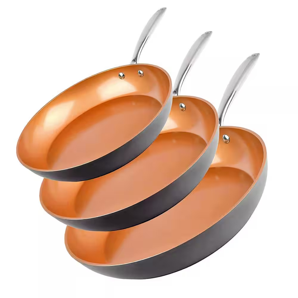 Gotham Steel Nonstick Frying Pan 3-Pcs Aluminum Hard Anodized Set (8,10,12 in.)