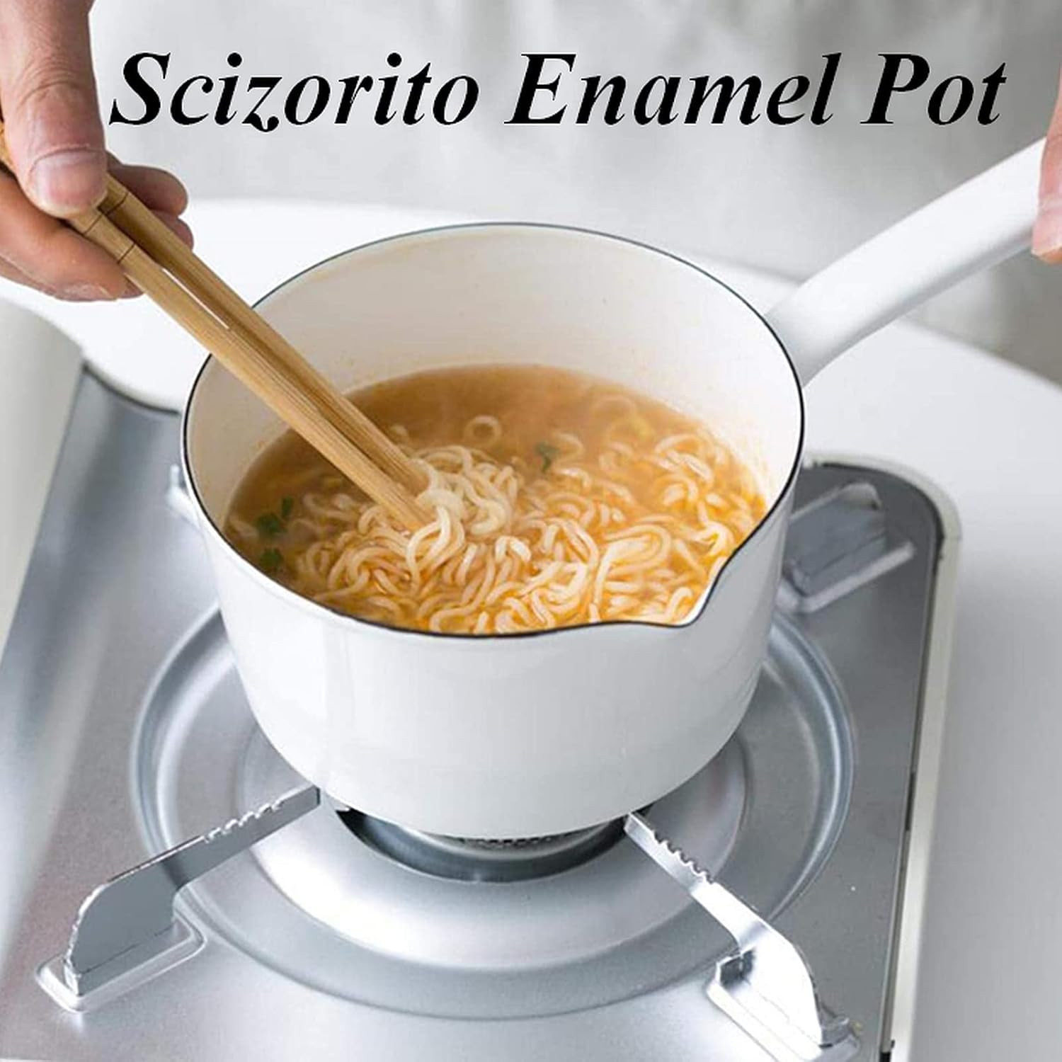 1.2L Enamel Milk Pan, Nonstick Milk Pot with Pour Spouts, Even Heat Conduction,