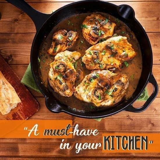 NutriChef 3 Piece Pre-Seasoned Cast Iron Skillet Set 500°F Heat Resistant