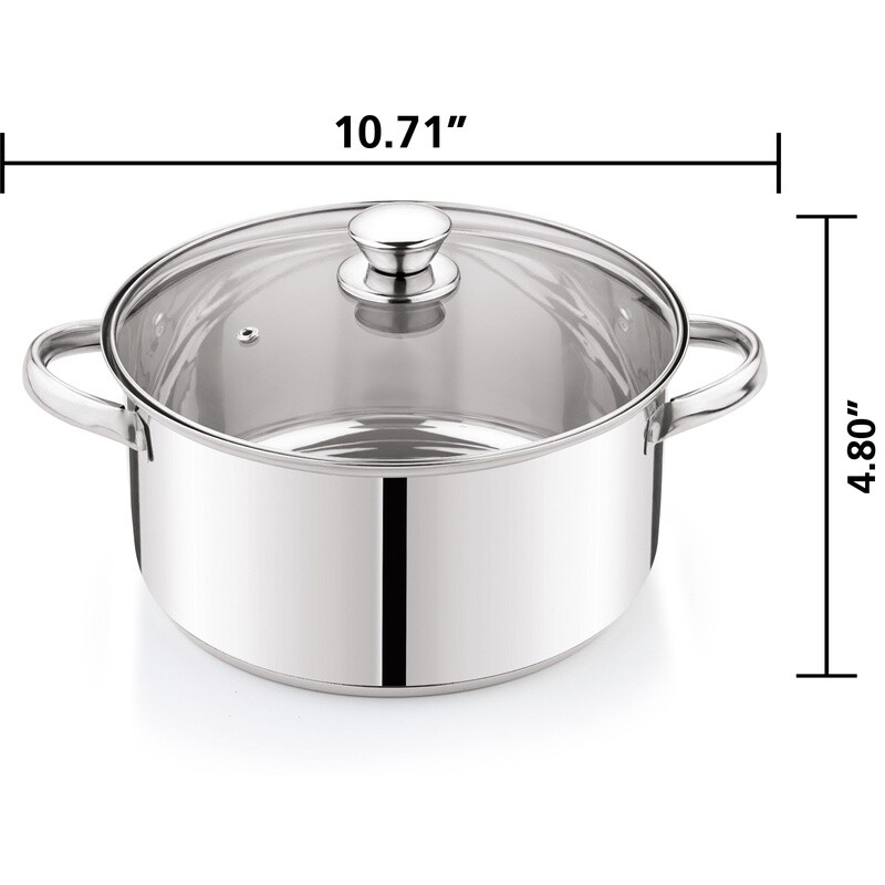Stainless Steel 10 Pcs Cookware Set Induction Safe Kitchenware Essential Sliver