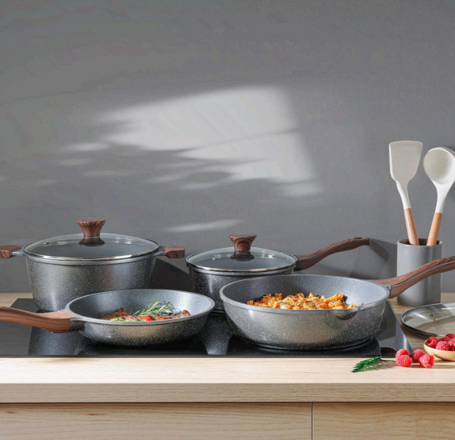SENSARTE 13PC Nonstick Cookware Set Swiss Granite Induction