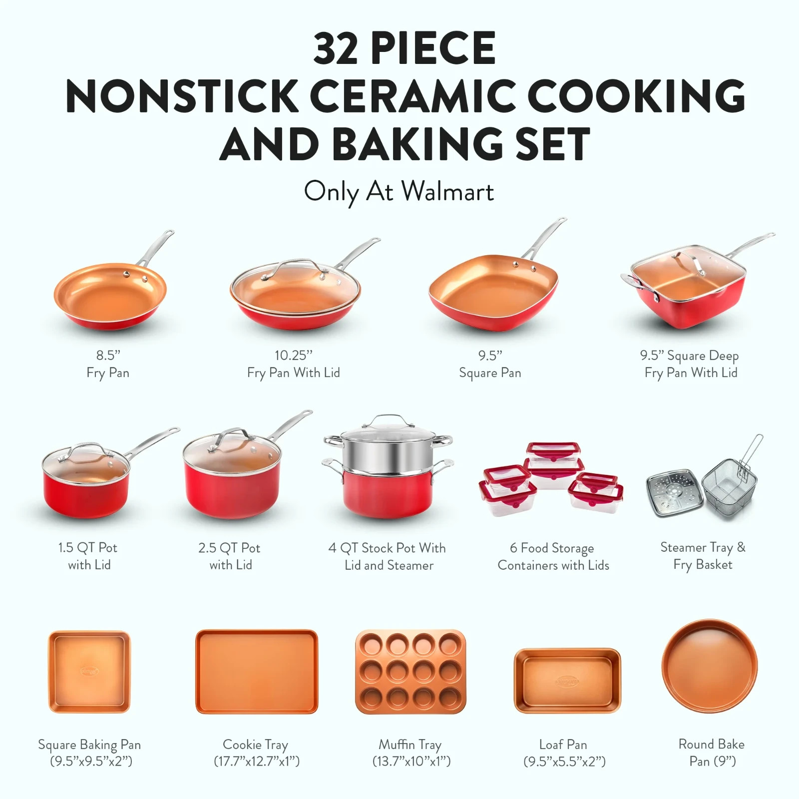 Gotham Steel 32 Pcs Pots and Pans Set Non Stick, Ceramic Pots and Pans Set, Cera