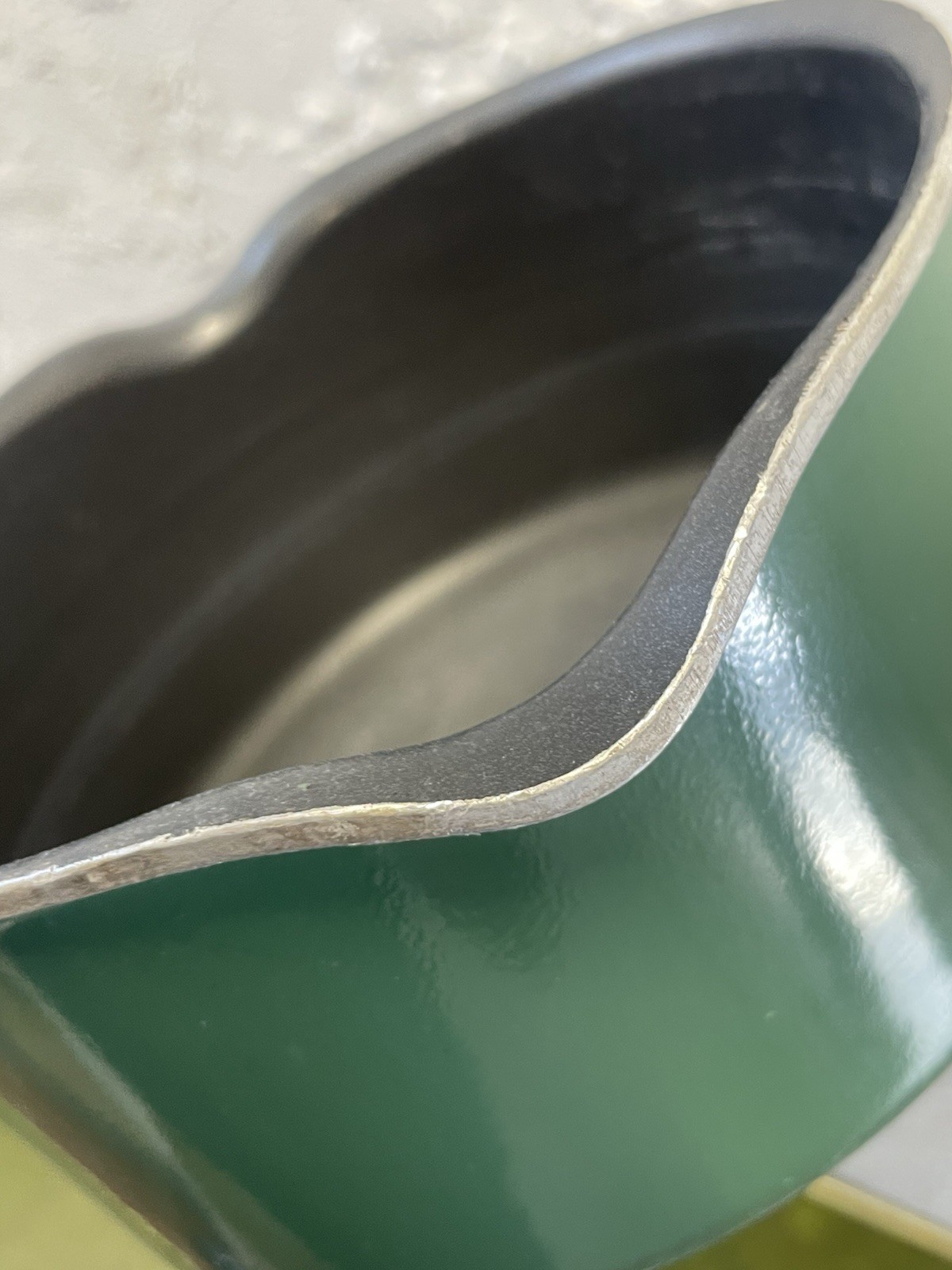 EMERIL 2 Qt Green Sauce Pan Double Pour Spout Steel Pot Handle