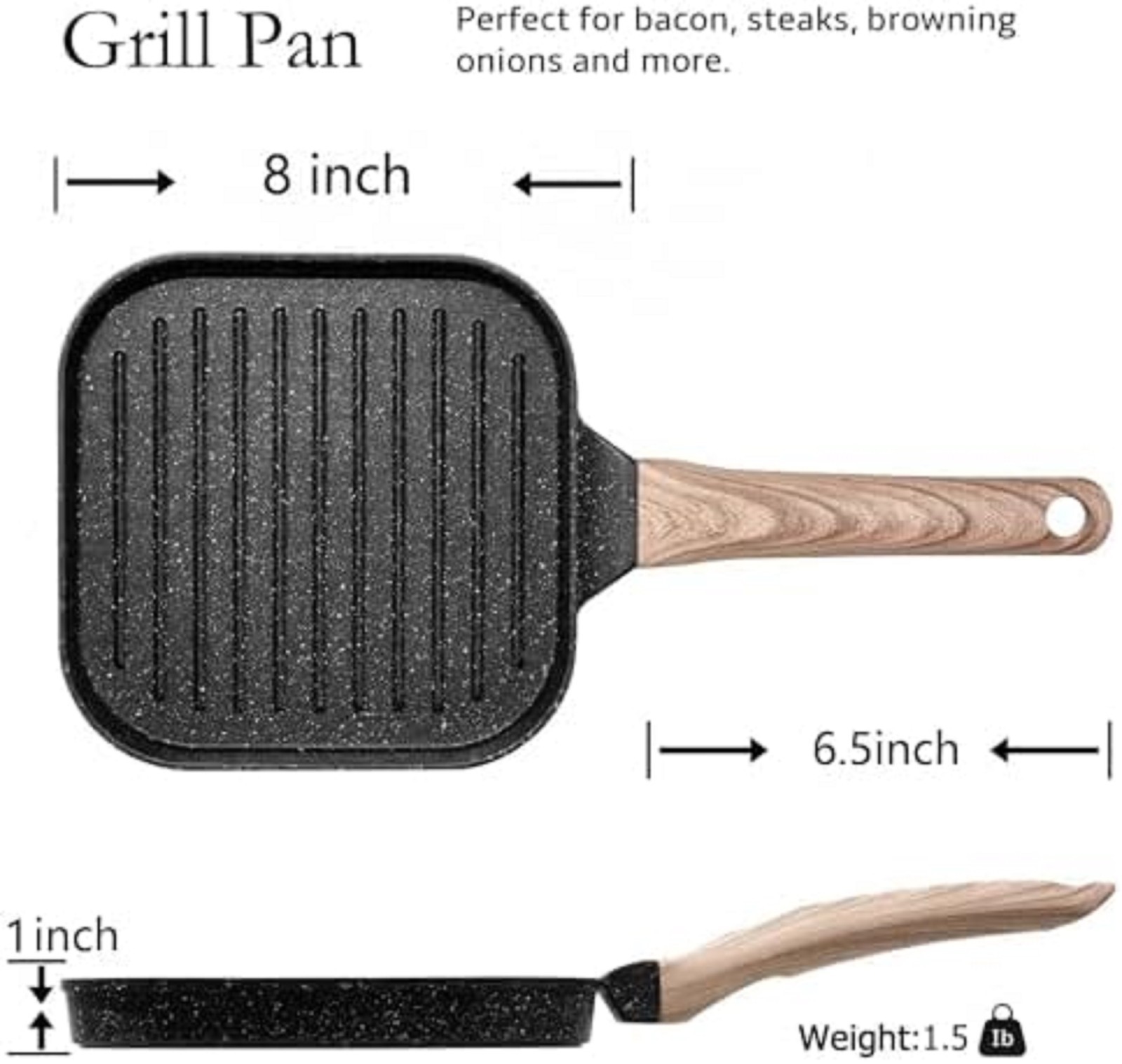 ESLITE LIFE 7 Inch Nonstick Small Grill Pan for Indoor