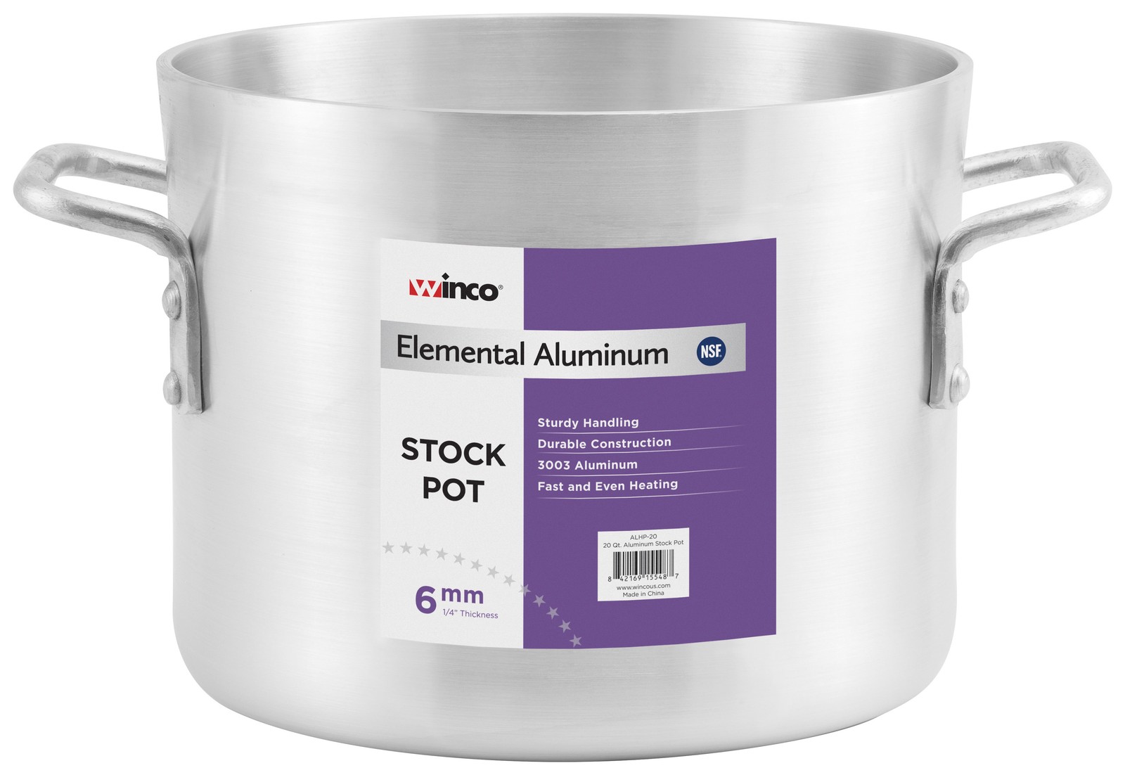 Winco ALHP12 12 qt Elemental Aluminum Stock Pot