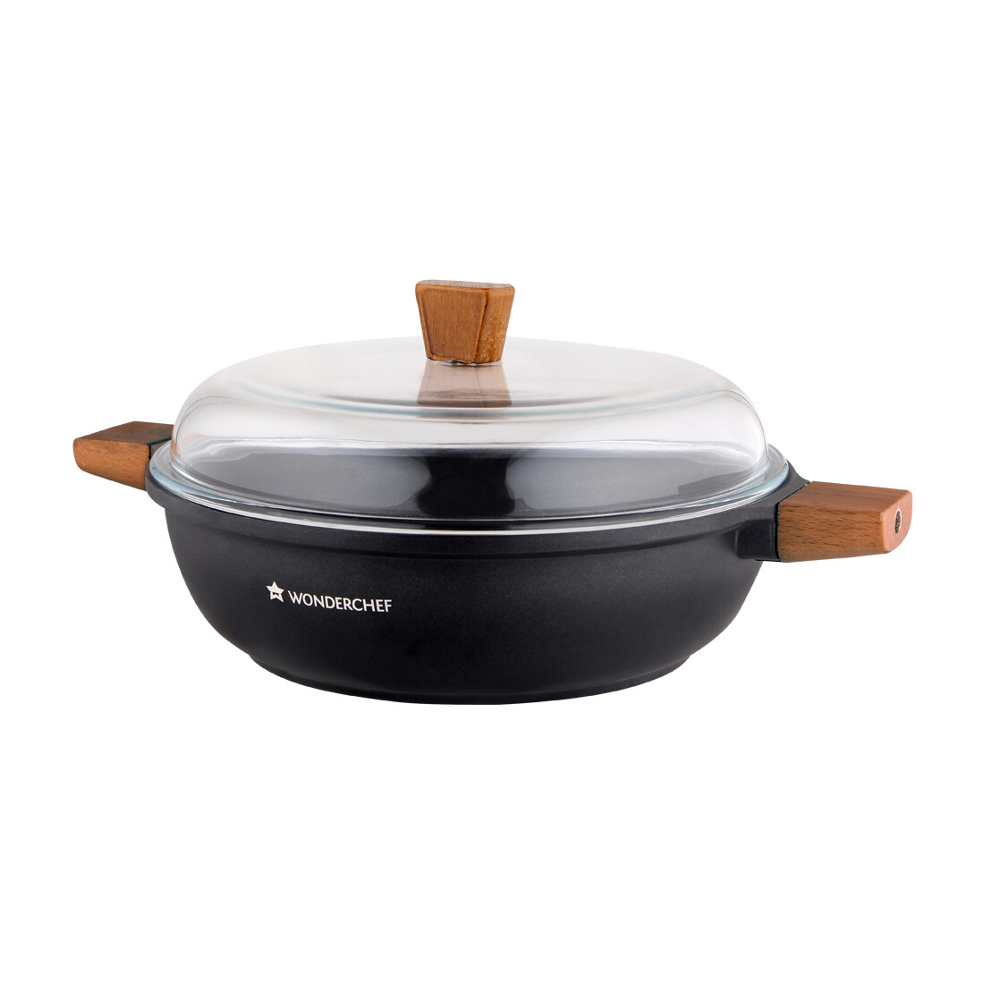 Wonderchef Die Cast Non-Stick Aluminum Shallow Casserole with Lid, 28 cm