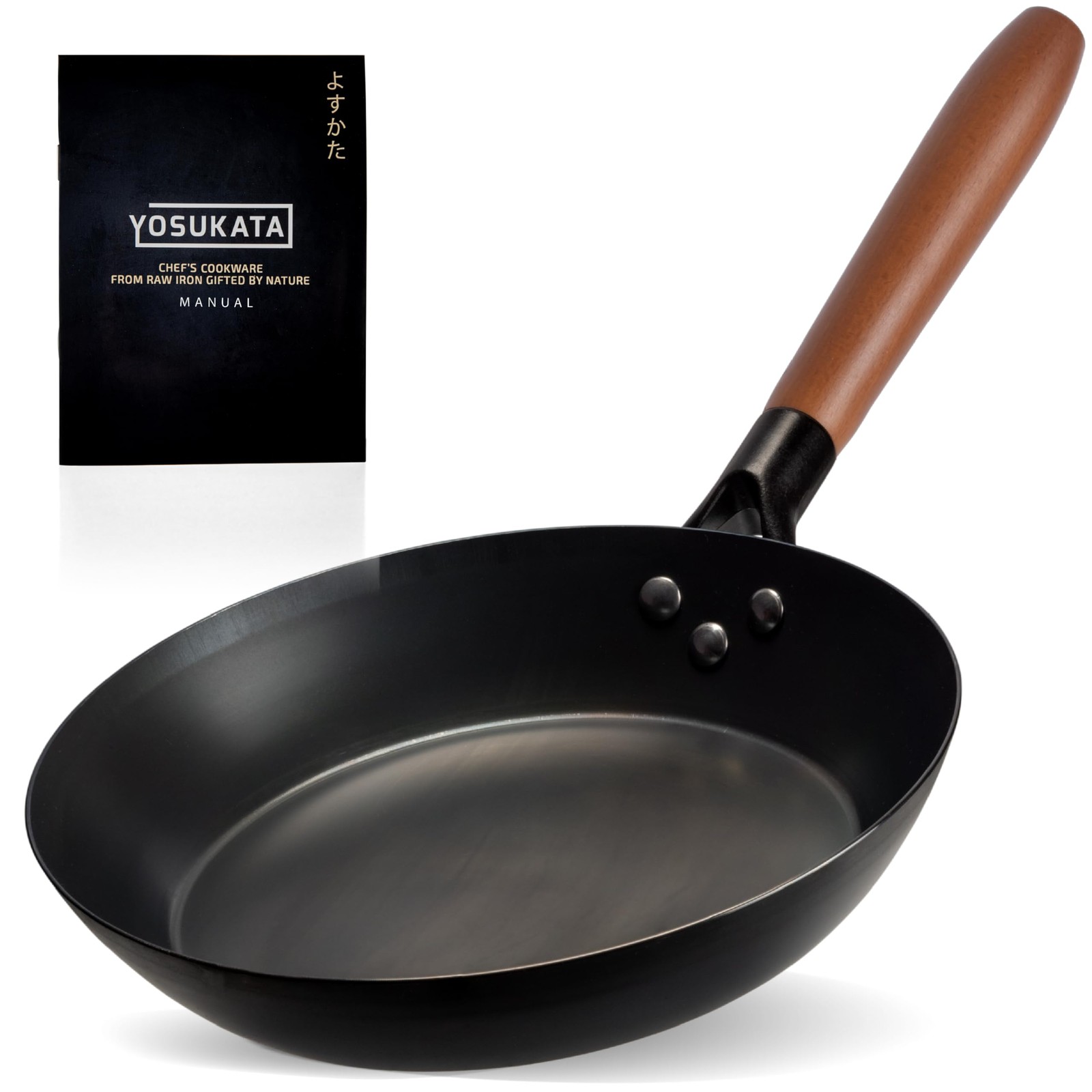 10 1/4″ Carbon Steel Frying Pan – Non-Pre-Seasoned Skillet with Removable Woo…