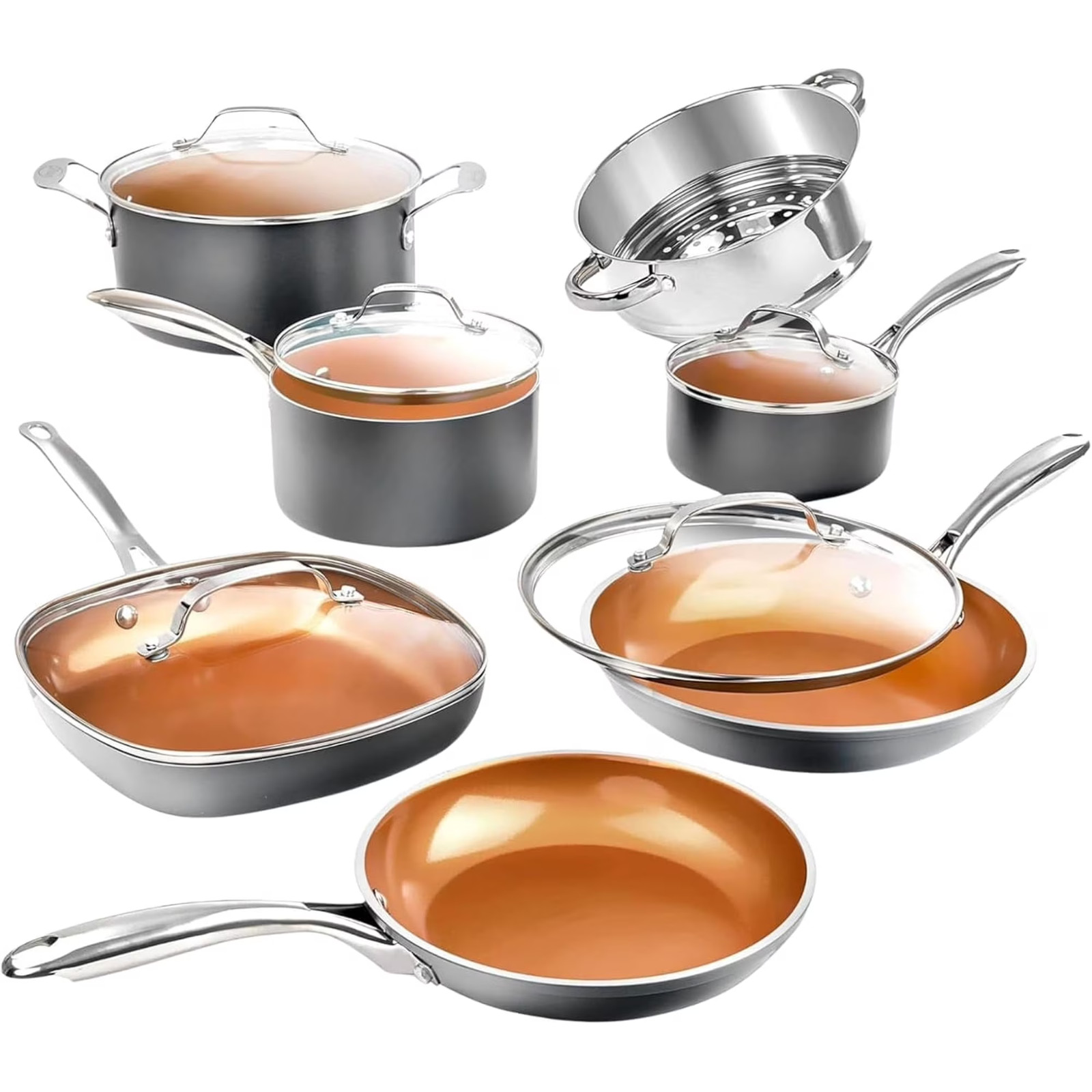Gotham Steel 12Pc Pots and Pans Set Non Stick, Ceramic Cookware Set, Nonstick, N