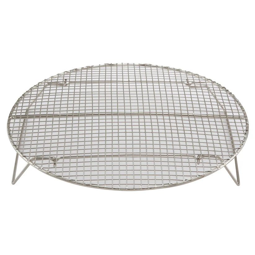 Steamer Rack Nickel Plated Round Built in Feet Grid Style Wires 12 3/4″