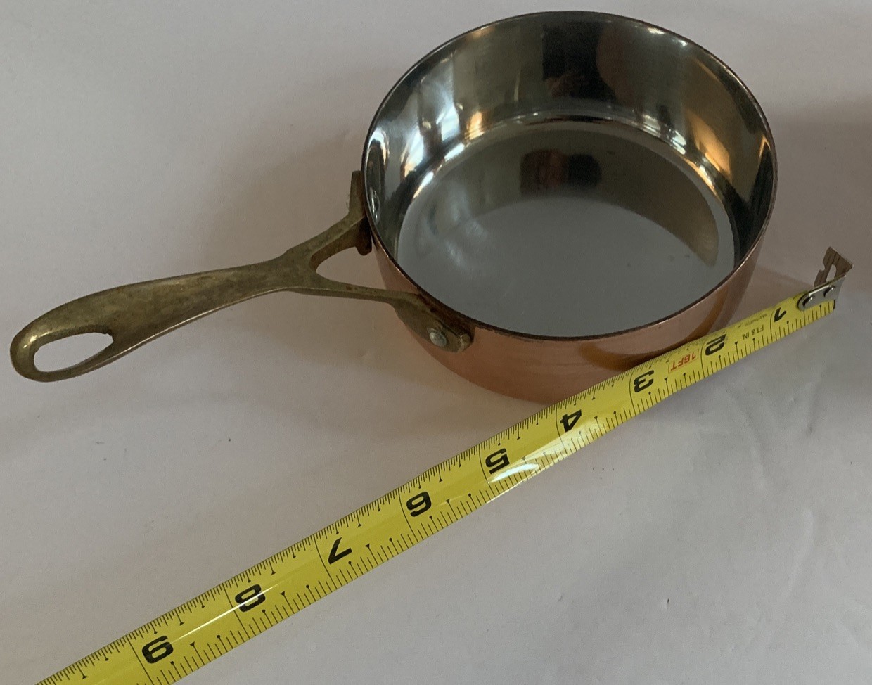 2 Mini Stainless Steel Copper Plated Dutch Oven Fryer Brass Handle 4.75″ No Lid