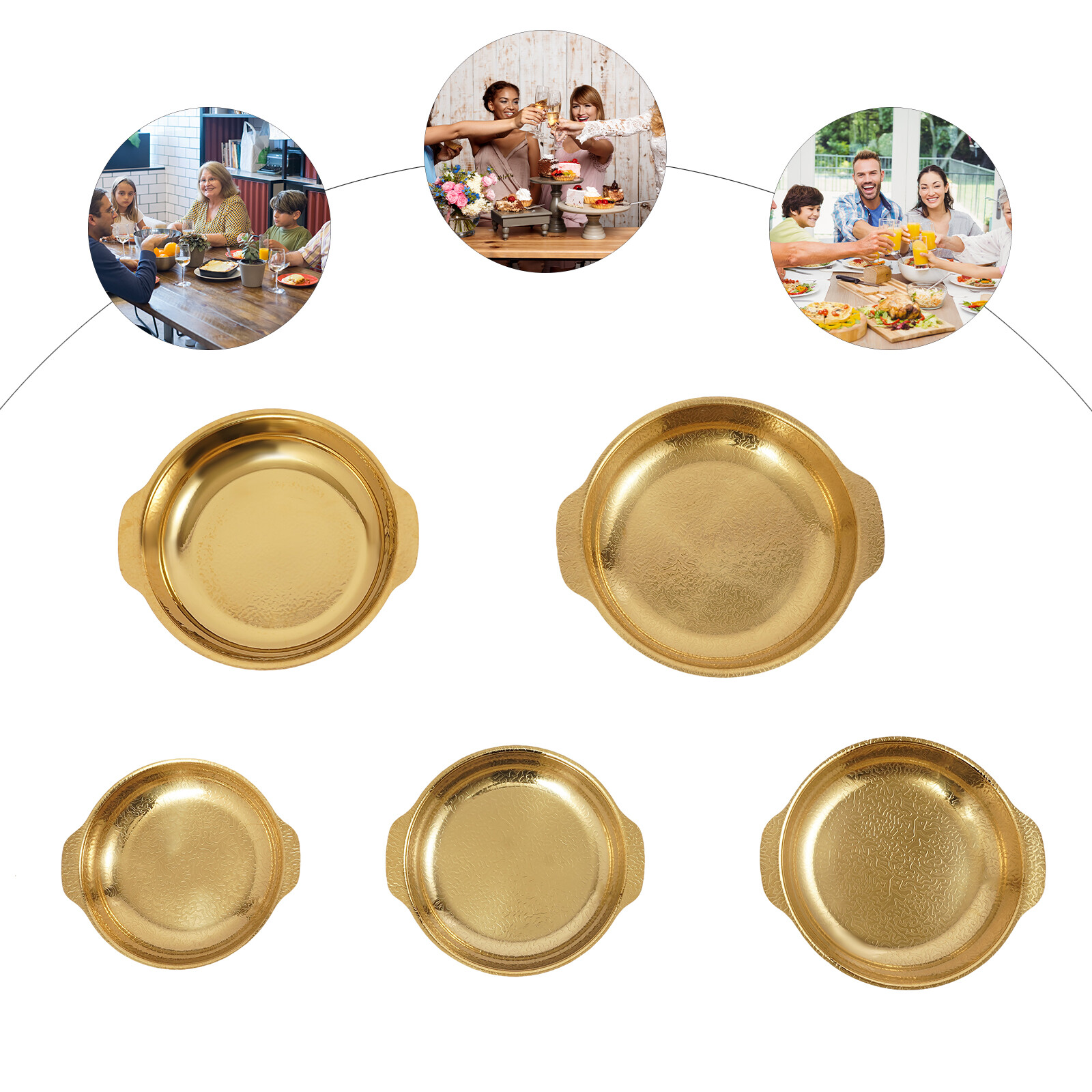 5 Pcs Paella Pans Food Serving Pan Stainless Steel Seafood Pans Cookware Seafood