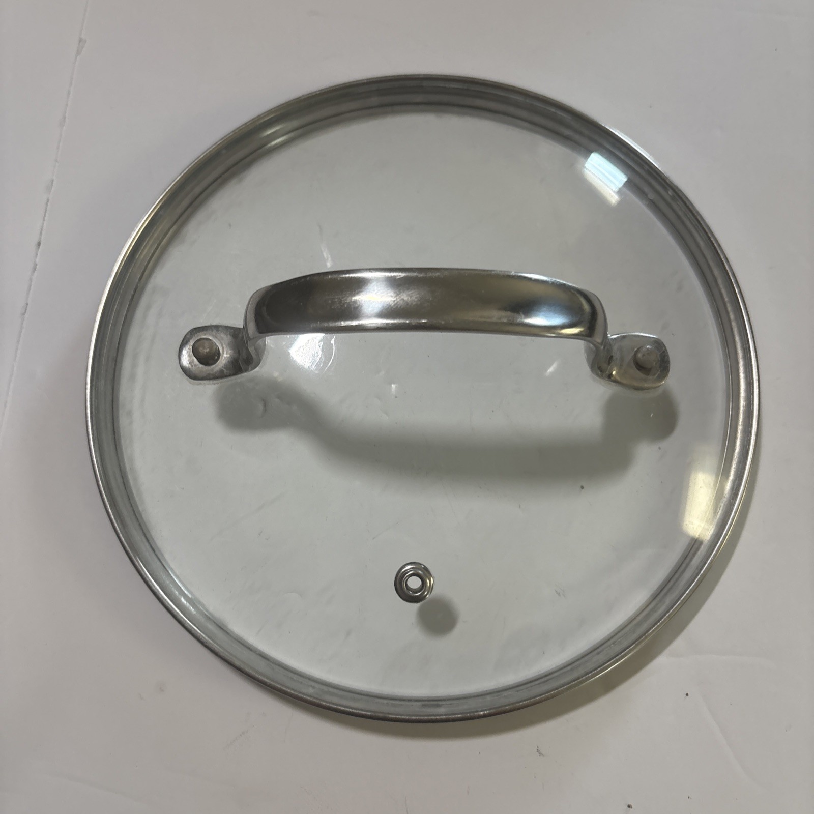 Stainless Steel 7″ Clear Vented Lid With Handle Tempered Glass Cover Top EUC