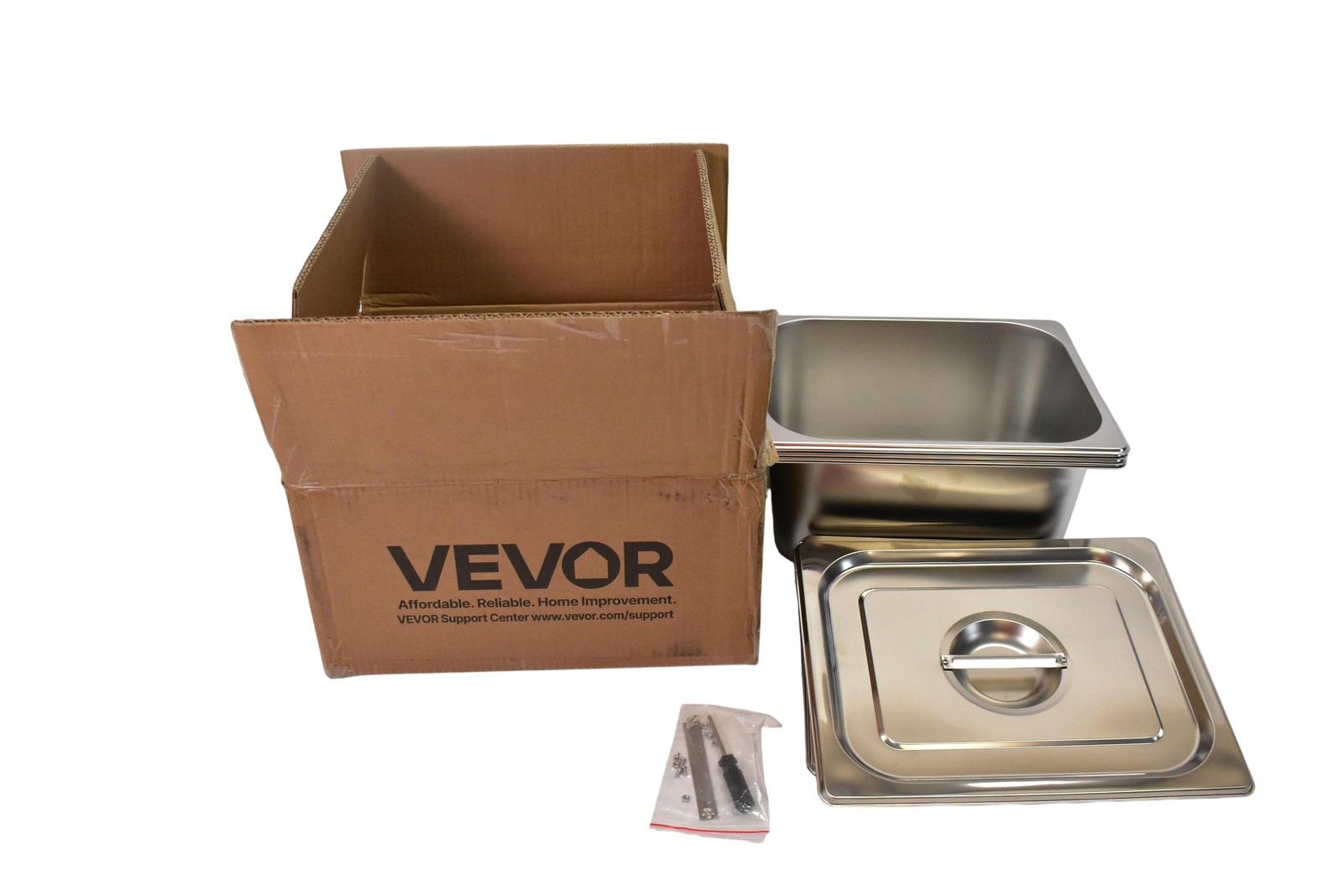 Vevor Stainless Steel Hotel Pan 1/2 Size 6in Deep 2pc Steam Table Set Pans