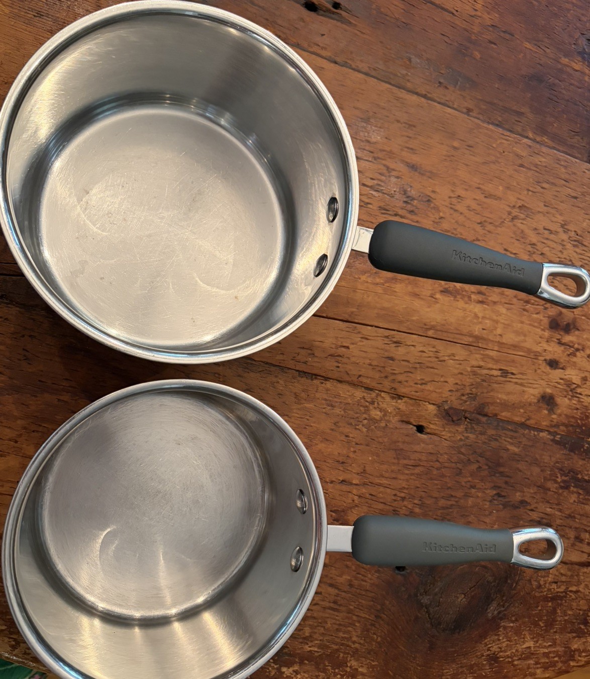 KitchenAid 3QT & 2QT Saucepans No Lids Stainless Steel Impact Bonded Even Heat