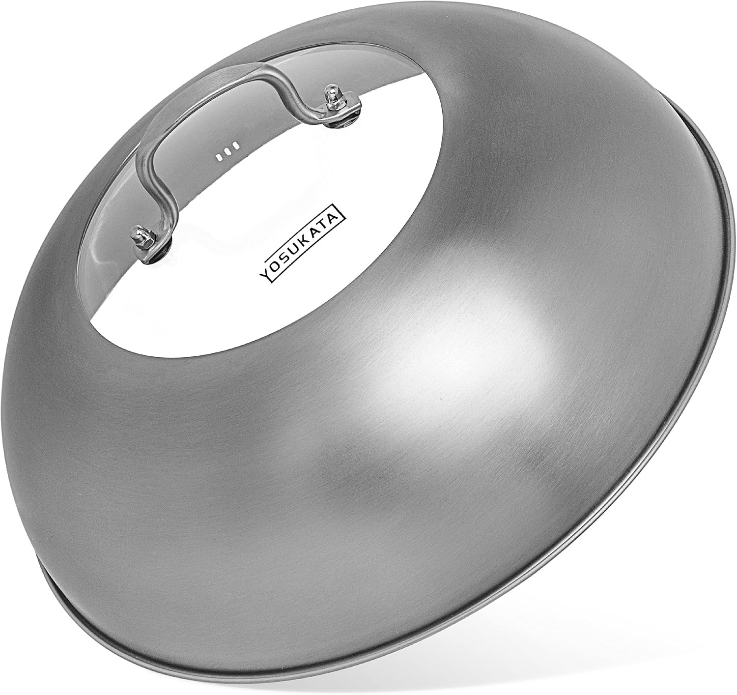 Wok Lid 12.8 In 13.5-In Wok Premium Stainless Steel Cover W/ Tempered Glass