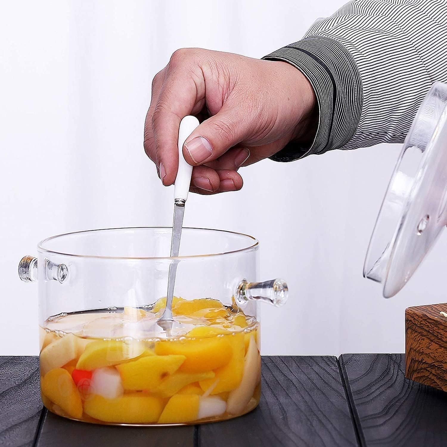 Glass Cookware Set Simmer Pot 1.7L Heat-Resistant Borosilicate Safe for Stove
