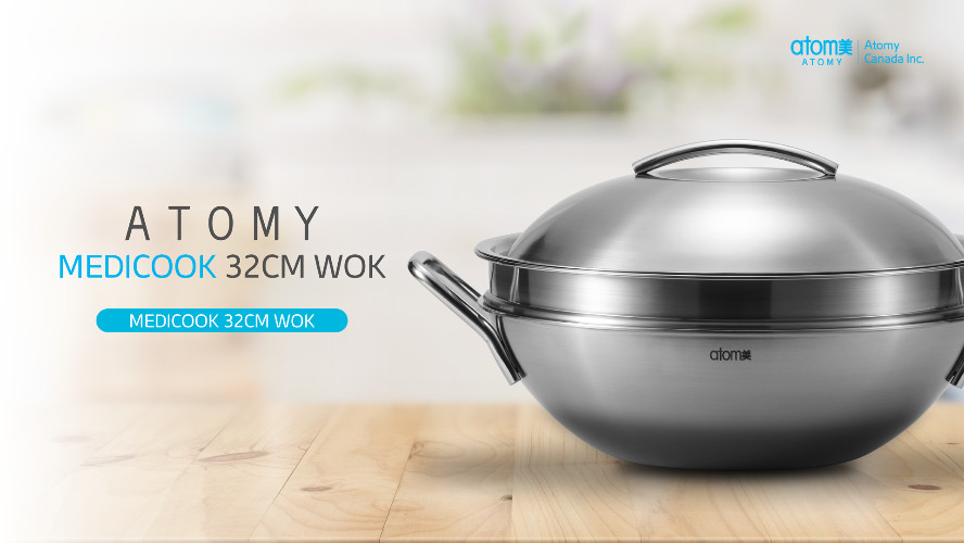 Atomy MediCook 32cm Wok 5.4 Liters STS316 5 Layer 3.5mm Thick Layered Luxury NEW