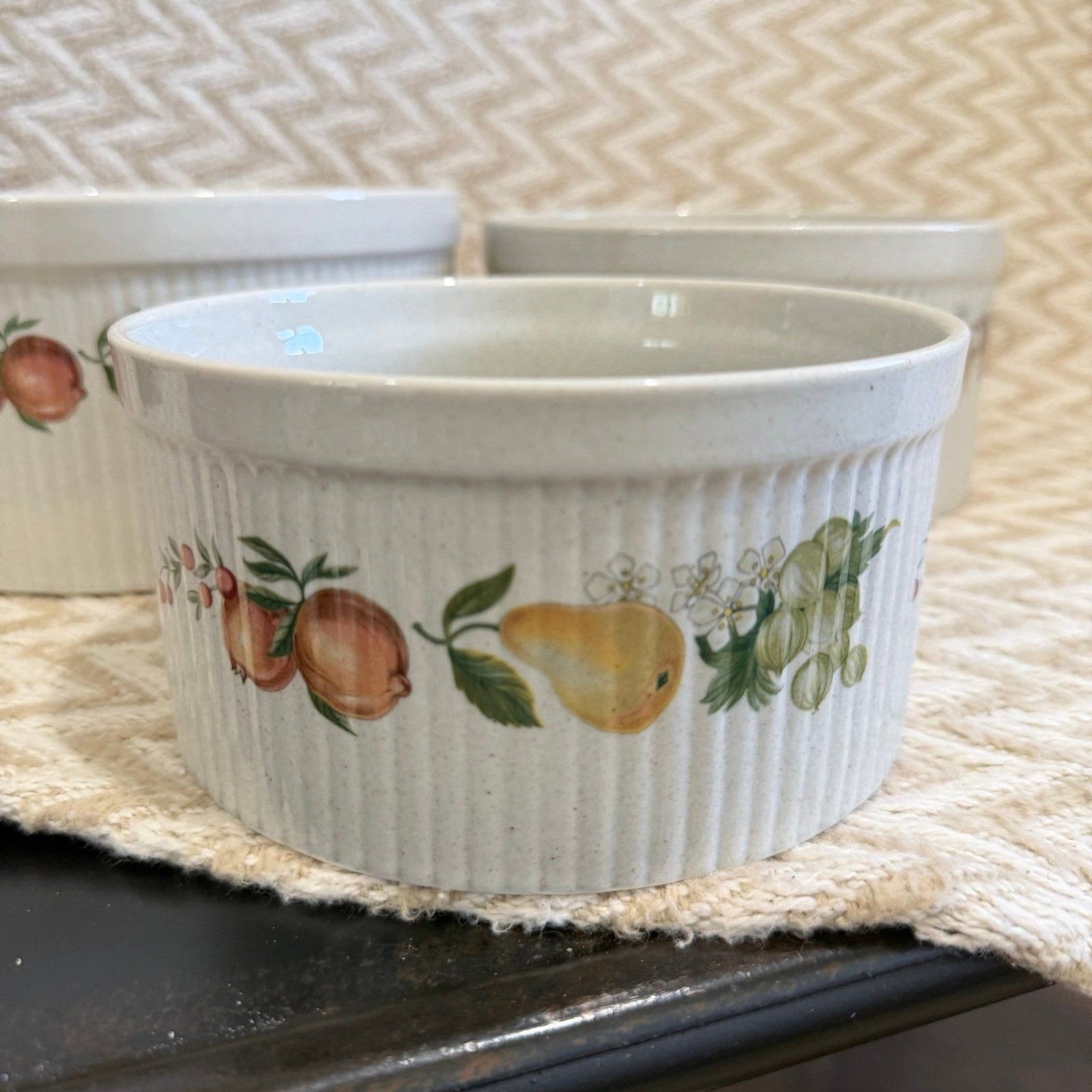 Quince by Wedgewood Set of 3 Stoneware Soufflé Casserole Bakeware Dishes