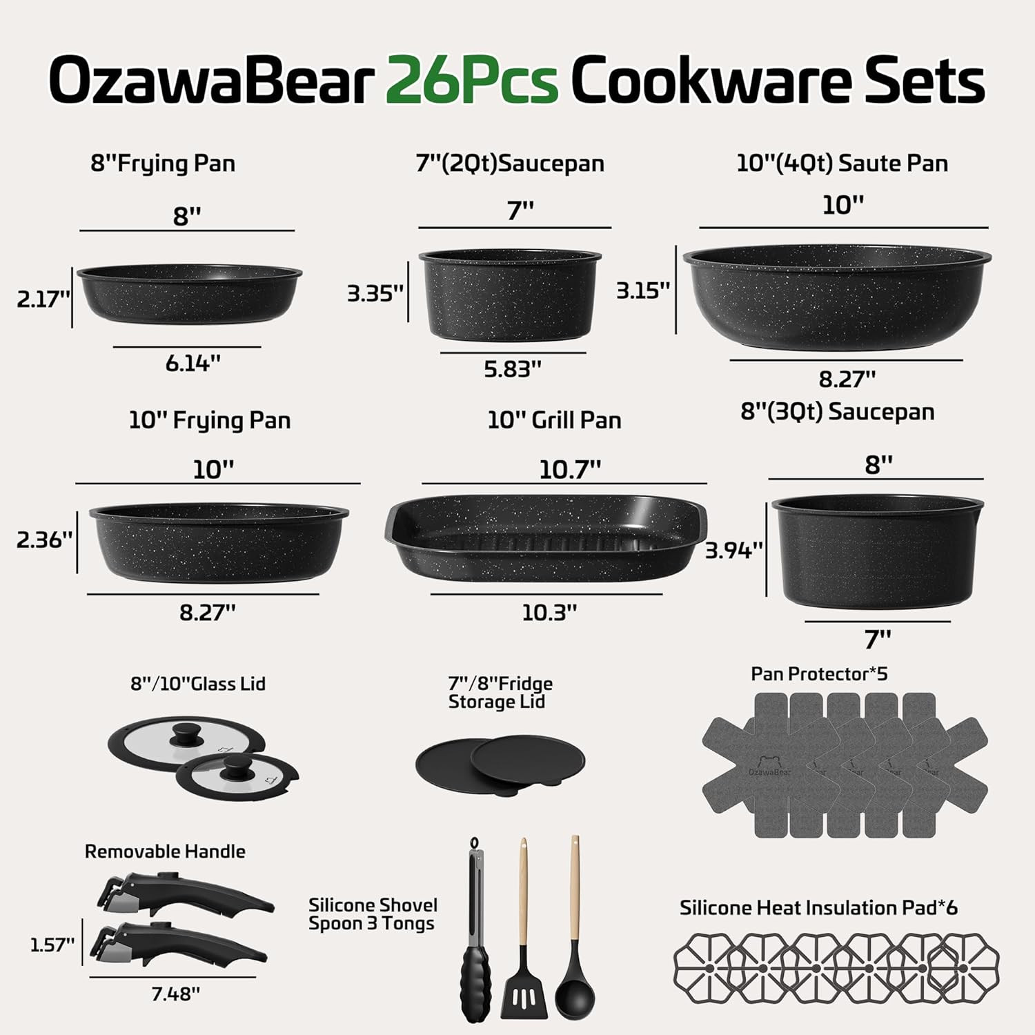 26-Piece Non-Stick Ceramic Cookware Set – Induction & Oven Safe, Healthy Cooking