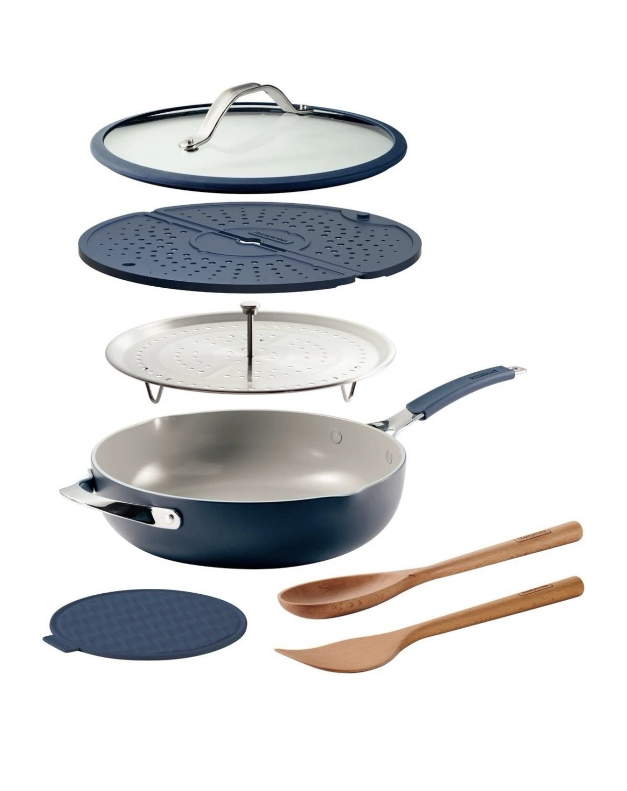 Tramontina Ceramic Nonstick All In One Plus Pan 7 Piece Set – Blue