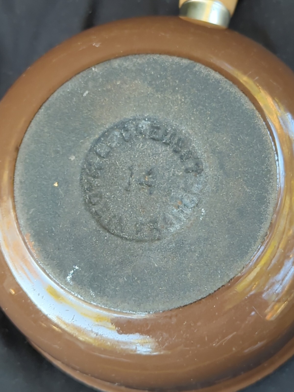 Vintage Le Creuset Enameled Cast Iron #14 Sauce Pan With Lid Wood Handle Brown