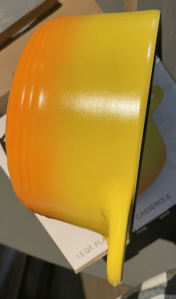New in Box PARINI 1.5 QT Flameproof Casserole Dish Yellow