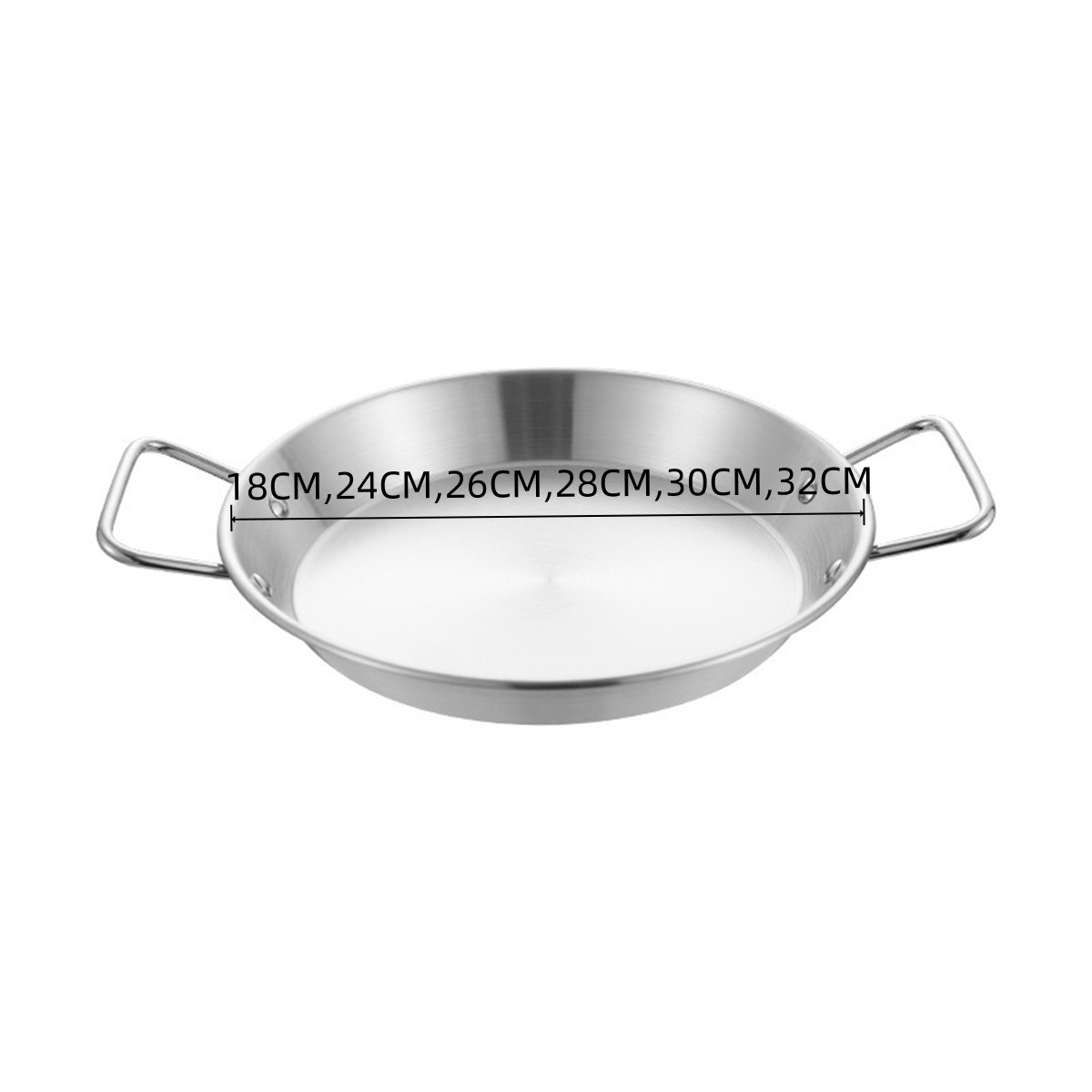 Rust Resistant Stainless Steel Paella Pot Flat Bottom Cooking Pot 32CM