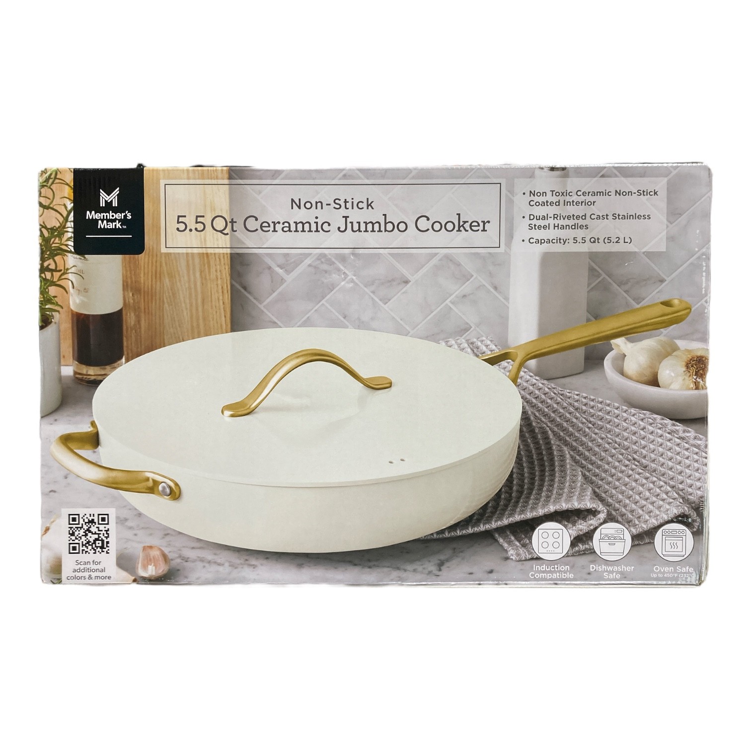 Member’s Mark 5.5-Quart Non-Stick Ceramic Jumbo Cooker, Cream