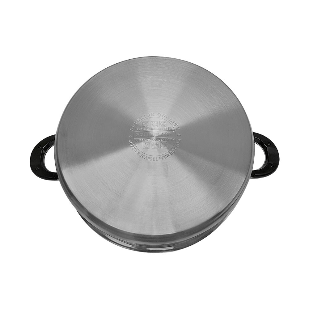 High Quality 18 Quart Stainless Steel Low Pot With Lid Capsule Base Cookware