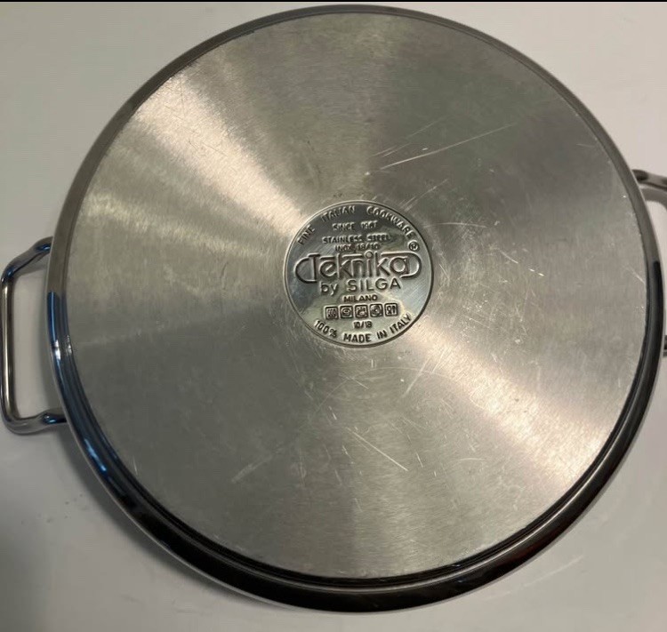 Teknika by Silga 5 Qt Stainless Steel 2 Handle Braising Pan Casserole ITALY READ