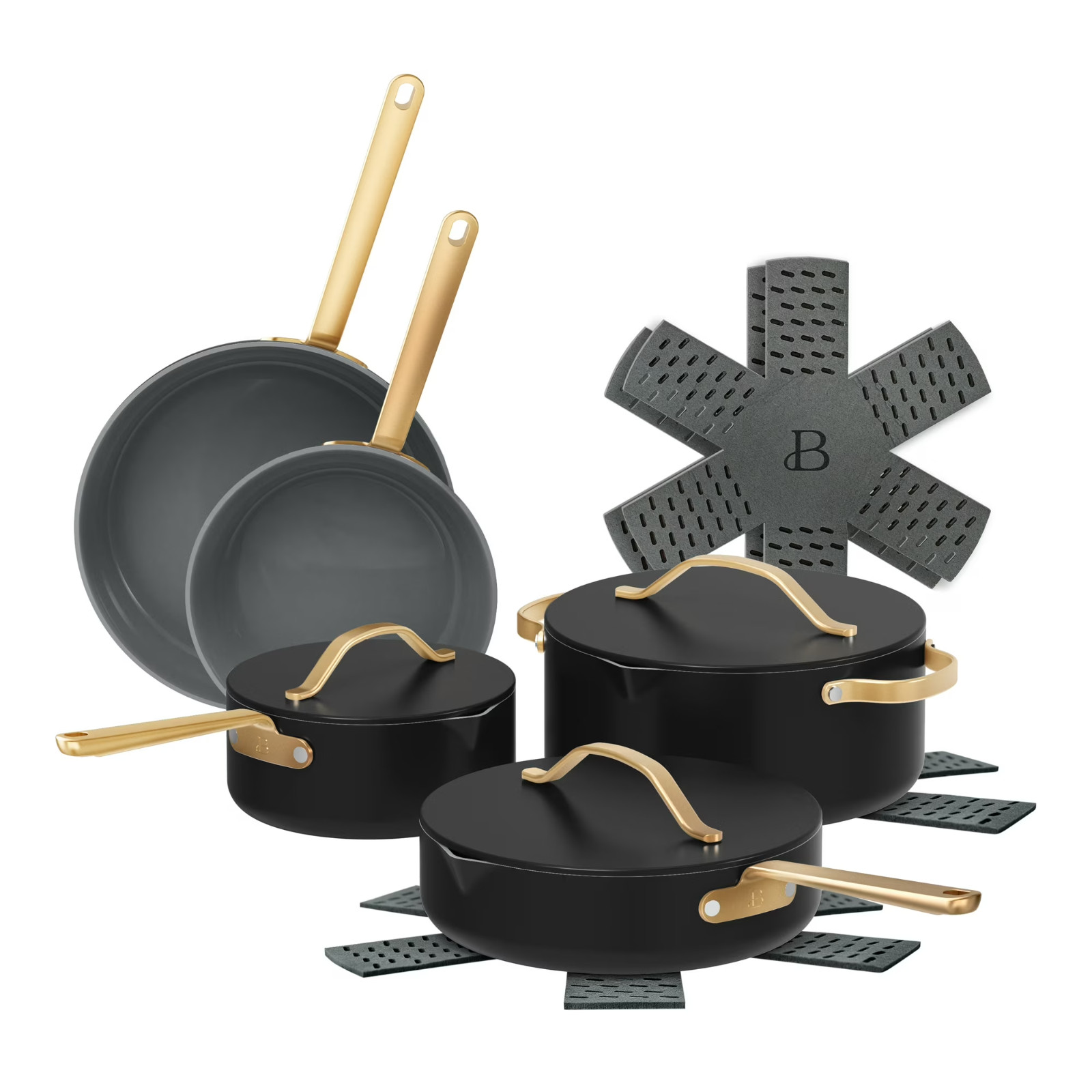 Beautiful 12-Piece Ceramic Nonstick Cookware Set, Pots & Pans by Drew Barrymore