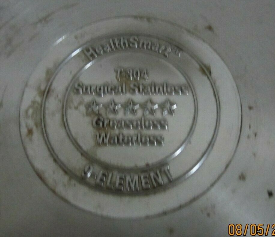 HEALTHSMART T-304 Surgical Stainless Greaseless Waterless 8qt w/Steamer Insert