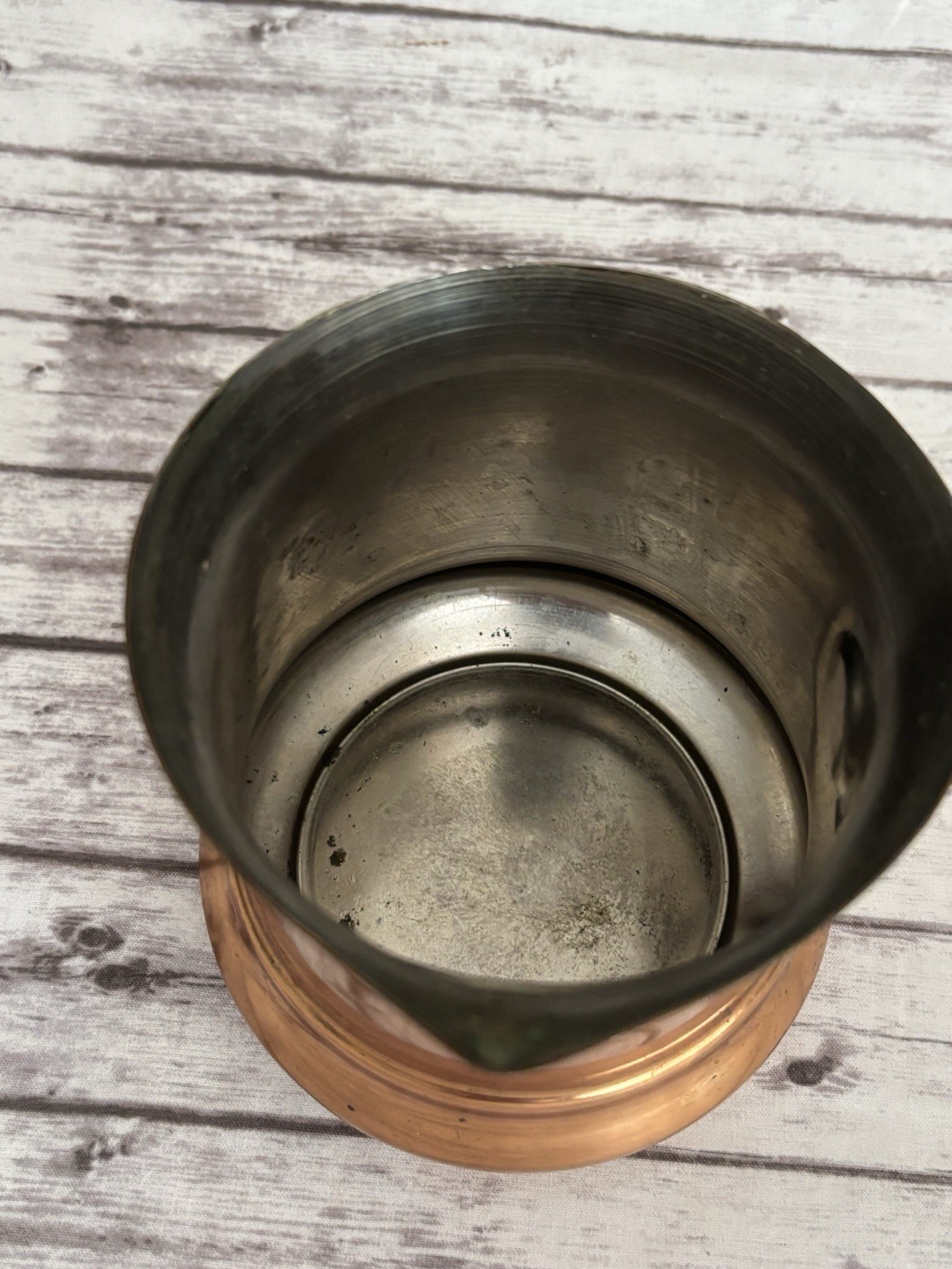 Vintage 1984 Copper Teleflora LE SAUCIER Wood Handle Milk Warmer Sauce Pots