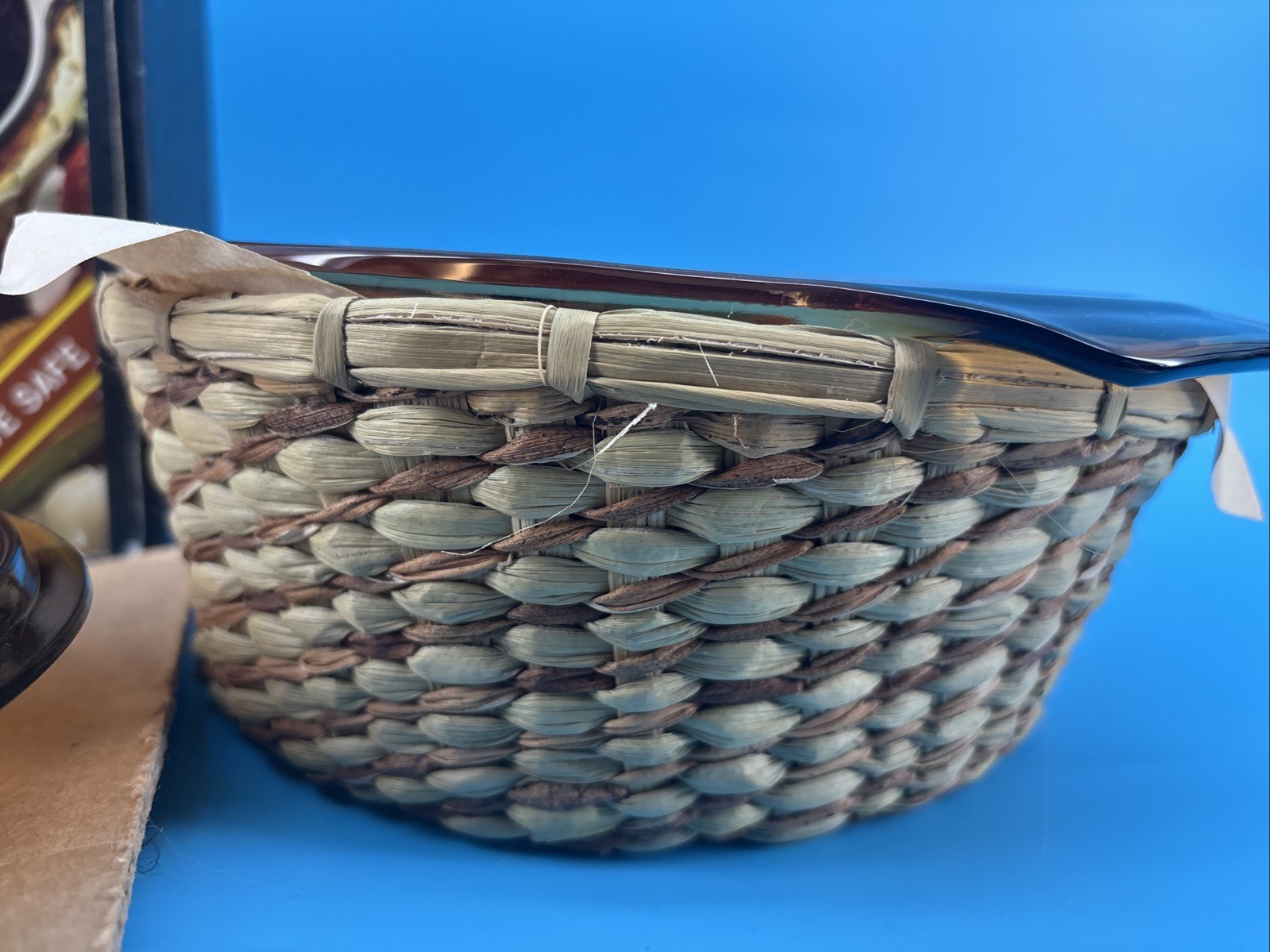 Vtg Anchor Hocking Basket Buffet Harvest Amber 1.5qt Casserole New in Box M400