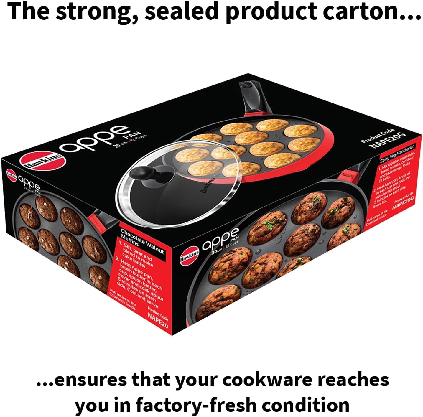 Nonstick Appe Pan with Glass Lid, 12 Cups, Diameter 20 cm, Black, Cast Alumin…