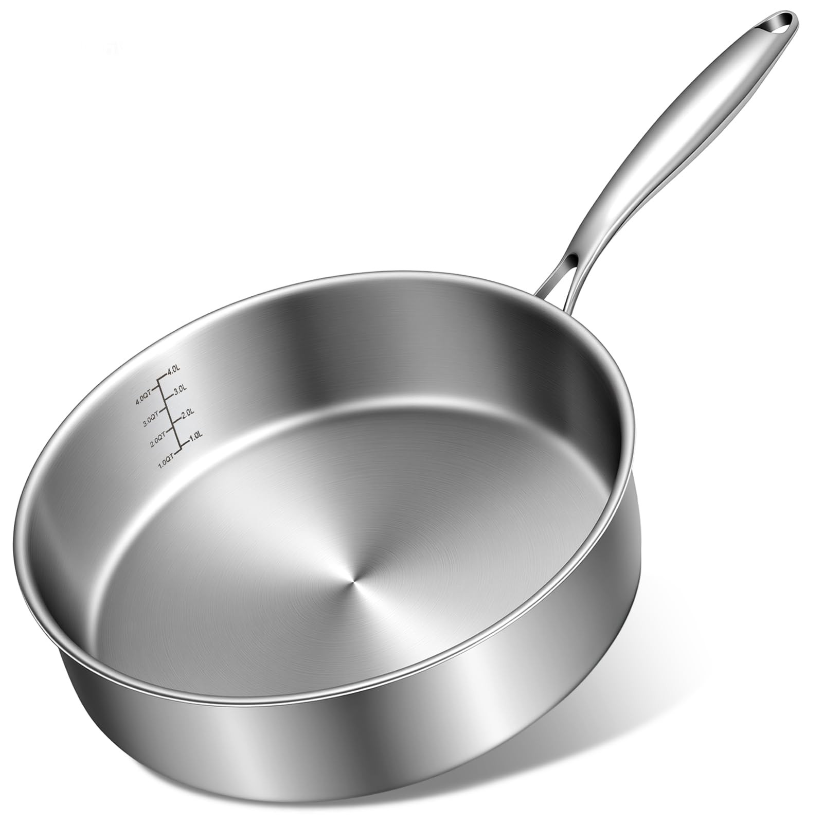 12 Inch Tri-Ply Stainless Steel Frying Pan, Compatible with All Cooktops Up t…
