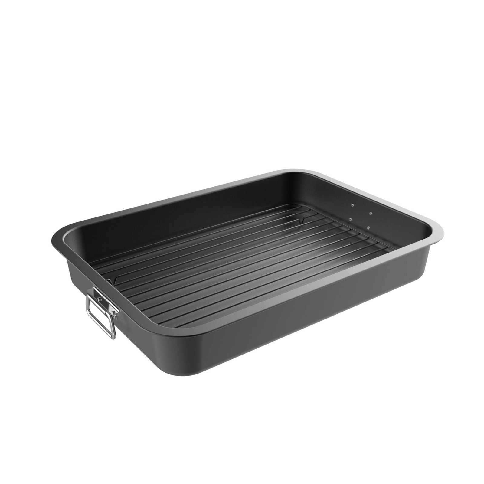 Roasting Pan 16.5 inch Nonstick with Flat Rack – Drain Fat for Healthier Cooking