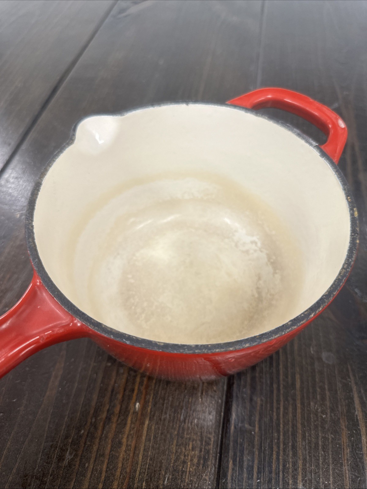 Crofton 1.75 Qt Cherry Red Ombre Enameled Cast Iron Saucepan Pot With Lid READ