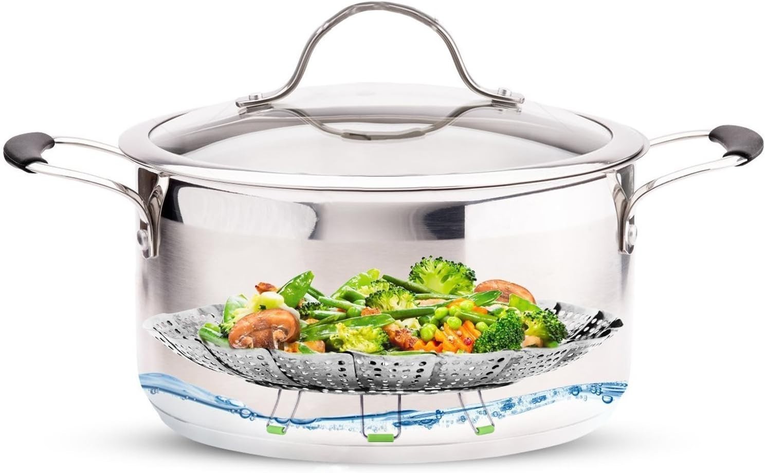 Stainless Steel Vegetable Steamer Basket Expandable Foldable Food Steam Insert