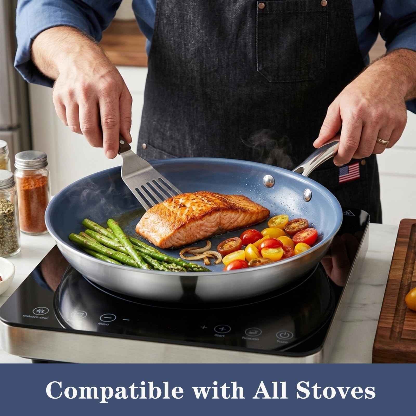 10″ Non-Stick Frying Pan with Lid – Healthy Ceramic Coating, Induction & Gas Com