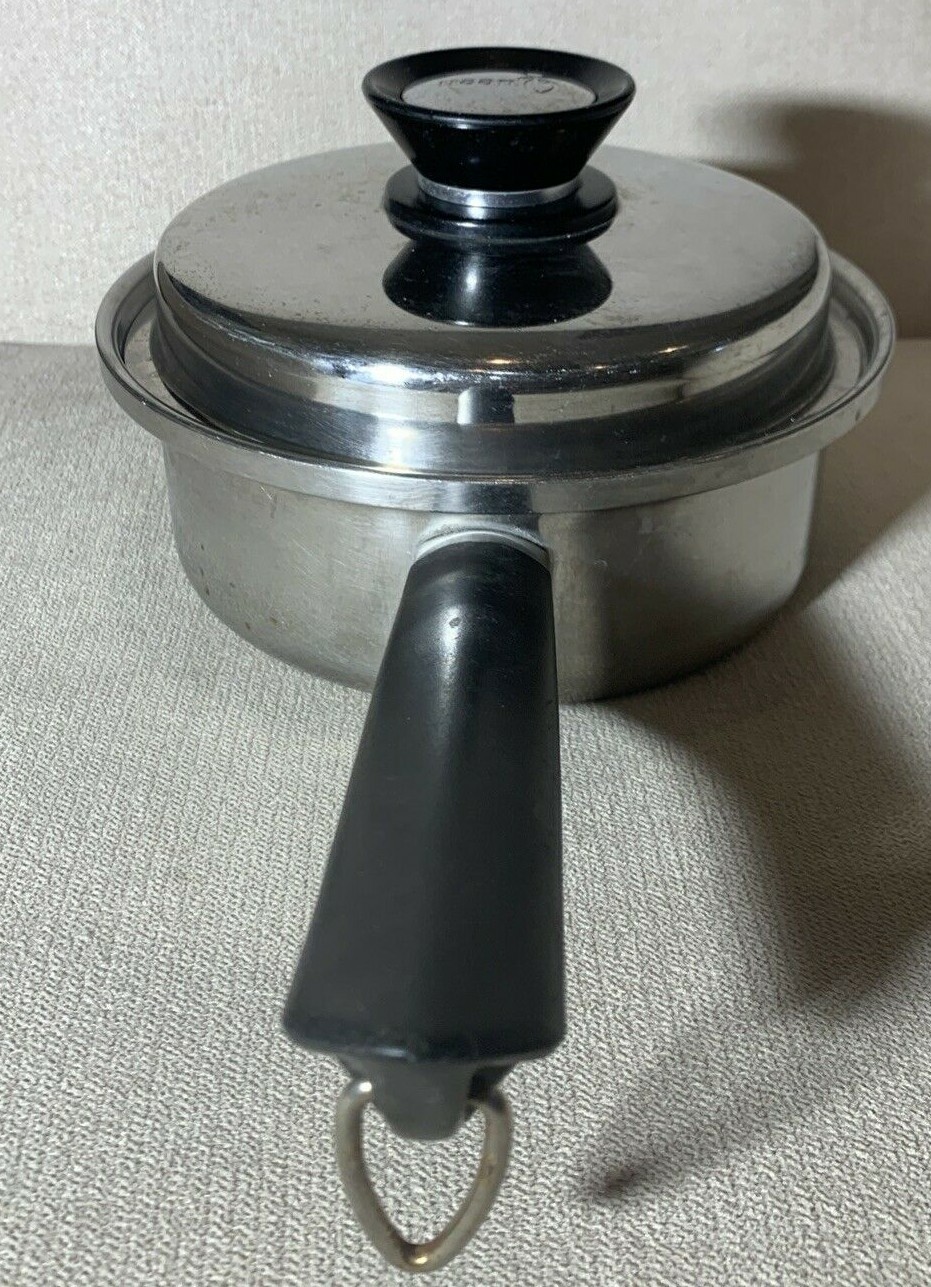 VTG Amway Queen 18/8 Stainless Multi Ply Sauce Pan Pot w/ Lid 1/2 Quart USA Made