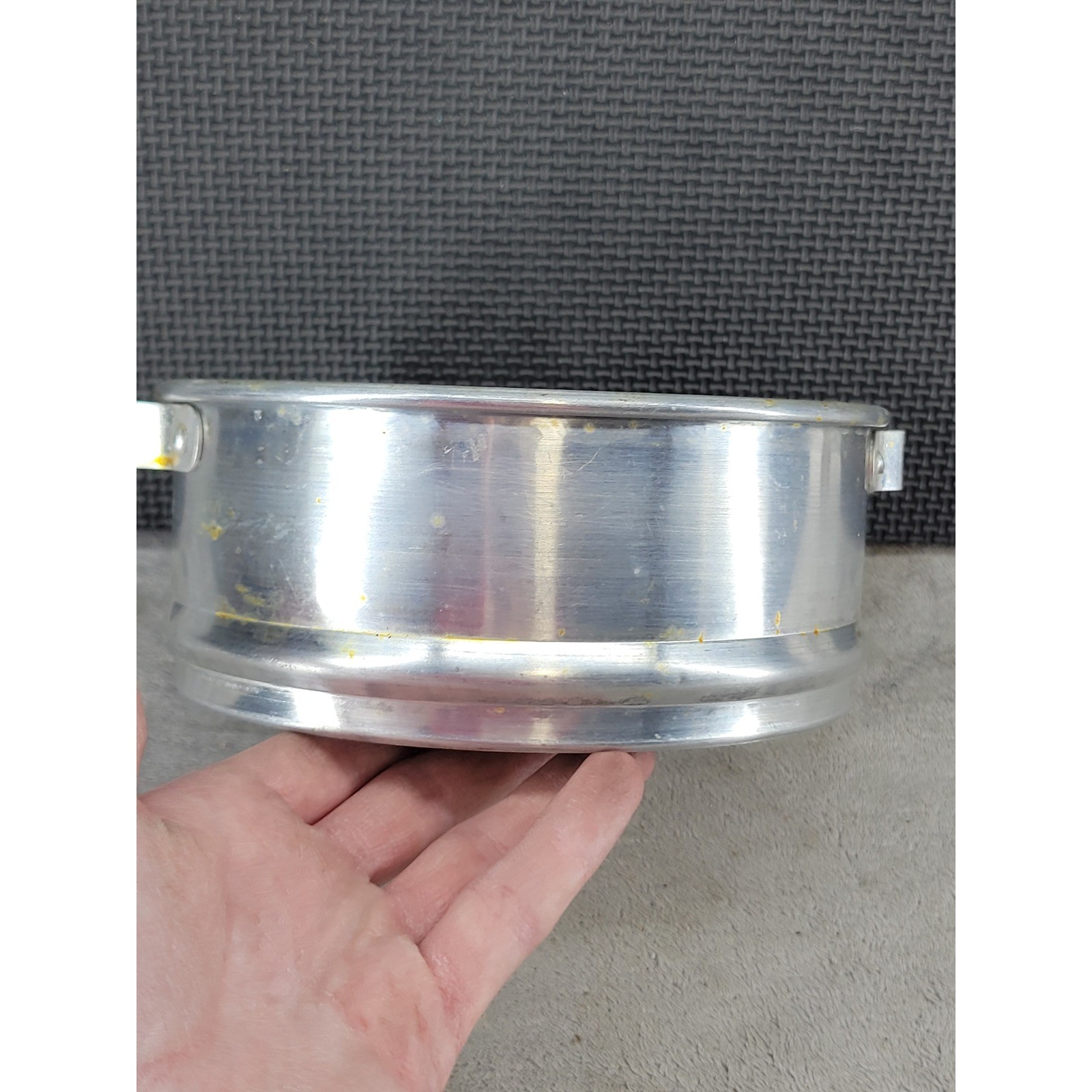 Vintage Aluminum Steamer Basket Insert Round Pot Strainer Dual Handles Taiwan