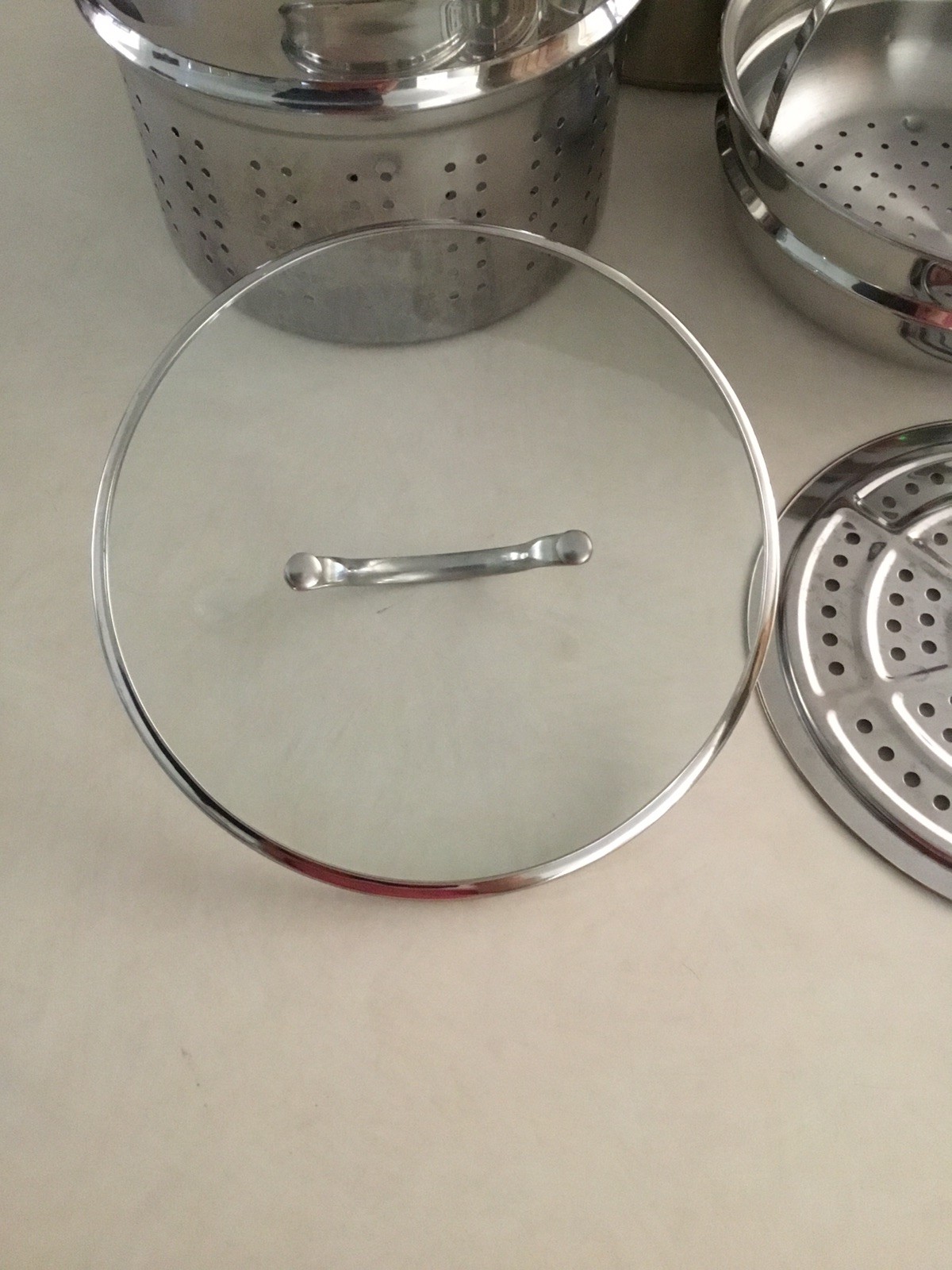 Stainless Steel 12Qt Multi Pot Steamer/Pasta Strainer Lid 5pc W/Handles